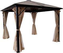 Sodo pavėsinė kietu stogu, 400 x 300 cm, plieninis rėmas, stogas 6 mm polikarbonatas, 180 g/m2 polie