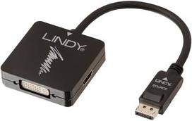 displayport kabelis 1.2 - Lindy DisplayPort an HDMI 4K30/DVI/VGA Adapteris - 1 nuotrauka