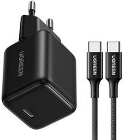 Ugreen X513 30W GaN USB-C įkroviklis + 1m USB-C kabelis Juodas (Black)
