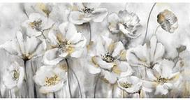 Home4you Oil Painting 50x100cm White Flowers