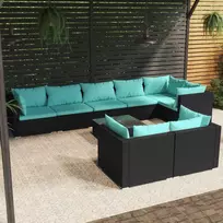 Lauko baldų komplektas VLX Garden Lounge Set 3094317, juodas, 8 vietų