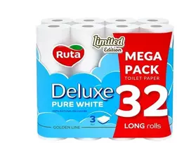 Tualetinis popierius Rūta Pure White Deluxe 32pcs, 3 sl.