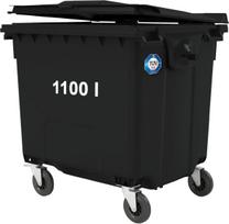Gsg24 komunalinių atliekų konteineris PZH EN 840-2 DIN 1100L, juodas (Black)