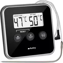 Ruhhy 19155 virtuvinis termometras su zondu, juodas (Black)