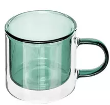 Dvigubo stiklo puodelis Secret de Gourmet, žalia (Green), 0.25 l