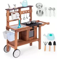 virtuvele vaikams - EcoToys lauko virtuvėlė su priedais 89x31x80,5 cm - 1 nuotrauka