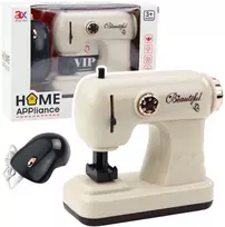 vaikiska siuvimo masina - Lean Toys Vaikiška žaislinė siuvimo mašina su šviesos efektais, balta (White) - 1 nuotrauka
