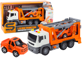 LEAN Toys evakuatorius su šviesomis ir garsais 1:16, Oranžinė (Orange)