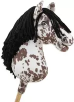 Super Hobby Horse medinis žirgas su kotu – rudas leopardinis su juoda karčiais