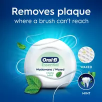 ORAL-B Essential dantų siūlas, vaškuotas, mėtų skonio, 100 m (2x50 m)