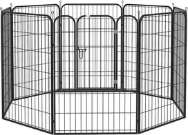 voljerai - Pawhut Sulankstoma metalinė tvorelė augintiniams, 79 x 100 cm, Juodas (Black) - 1 nuotrauka