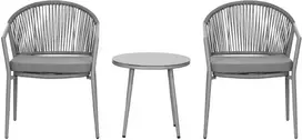 Lauko baldų komplektas Outsunny, pilkas (Gray), 2 kėdės + 1 staliukas