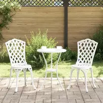 Lauko baldų komplektas vidaXL Zestaw Bistro 3 dalių, balta (White), aliuminis