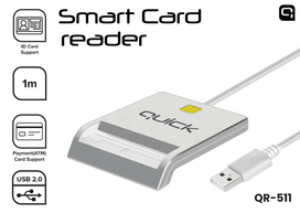baltos korteles - Quick QR-511 išmaniojo asmens tapatybės kortelių skaitytuvas USB, baltas (White) - 1 nuotrauka