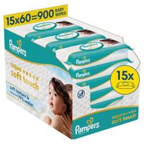 Pampers Aqua Soft Touch drėgnos servetėlės kūdikiams, 900 vnt
