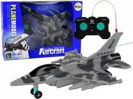 valdomi lektuvai - Lean Toys nuotoliniu būdu valdomas reaktyvinis lėktuvas, pilkas (Gray) - 1 nuotrauka