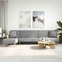 vidaXL L formos sofa-lova, šviesiai pilka (Light Grey)