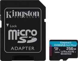 sd kortele 256gb - Kingston Canvas Go Plus 256GB microSDXC + SD Adapter - 1 nuotrauka