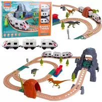 Lean Toys elektrinis traukinys su dinozaurais, šviesomis ir garsais, 76 cm