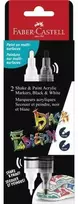 Faber-Castell - Black Edition Shake & Paint akriliniai žymekliai 2vnt., balti ir juodi