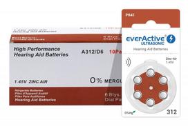 baterijos 312 klausos aparatams - EverActive Ultrasonic 312 PR41 Klausos aparatų baterijos, 6 vnt. - 3 nuotrauka