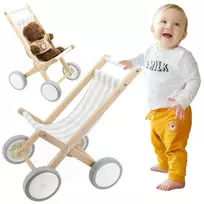 leles vezimelis - Viga Toys medinis lėlių vežimėlis - 1 nuotrauka