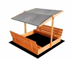 Smėlio dėžė 4IQ, 140 x 140 cm, su dangčiu, ruda/pilka (Brown/Grey)
