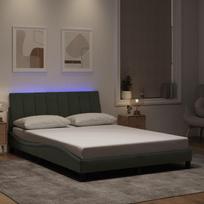 vidaXL Lovos rėmas su LED, šviesiai pilkas (Light Grey), 140x200 cm, aksomas