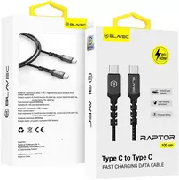 apple carplay - Blavec Raptor Type-C į Type-C kabelis 60W 3A 1 m Juodas-Pilkas (CRA-CC3BG10) - 1 nuotrauka