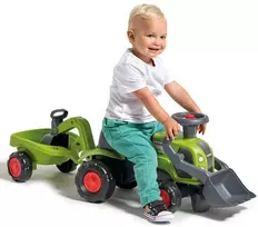 paspiriamas traktorius - FALK Baby Claas paspiriamas traktorius su ekskavatoriumi ir priekaba - 1 nuotrauka