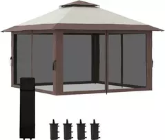 stogines - Pavėsinė - paviljonas Outsunny 4x4 m, smėlinė (Sand) - 1 nuotrauka