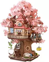 namelis - Rolife Robotime 3D medinis konstruktorius Sakura medžio namelis TGS04 - 1 nuotrauka