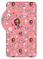 Jerry Fabrics paklodė su guma Gabby's Dollhouse, 90x200 cm, rožinė (Pink)