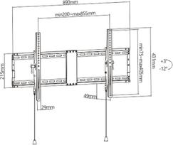 televizoriaus stovas laikiklsi tv stovas - GEMBIRD WM-90T-01 TV wall mount tilt 43-90inch up to 70 kg - 3 nuotrauka