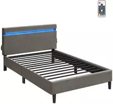 vasagle lova - Lova Songmics Vasagle, 140 x 190 cm, tamsiai pilka (Dark Grey), su LED apšvietimu - 1 nuotrauka