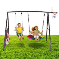 vaikiskos supynes - EcoToys Sūpynės su stovu 4in1, Juodas (Black), 168 x 197 cm - 1 nuotrauka