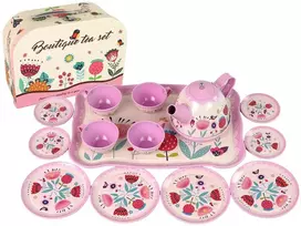 Lean Toys kavos ir arbatos rinkinys vaikams su lagaminu, rožinis (Pink)
