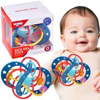 sensoriniai kamuoliukai - WOOPIE BABY 2in1 sensorinis žaislas, kramtukas, barškutis, Montessori - 1 nuotrauka