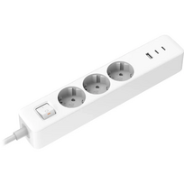 1 lizdo ilgintuvas 1 m - Xiaomi BHR07UKEU 20W maitinimo juosta (2C1A) EU, 3 lizdai, 1.4 m Balta (White) - 1 nuotrauka
