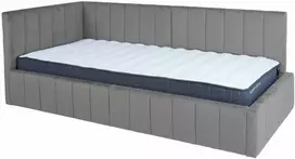viengulis ciuzinys - Lova Home4you Jasper, 90x200 cm, pilka (Grey), su čiužiniu - 1 nuotrauka