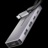usb 3 gen 2 c cable - AXAGON HMC-5H60 USB-C 5in1 Hub, 2x USB-A, 1x USB-C, HDMI 4K 60Hz, PD 100W, 15cm USB-C laidas Juodas (Black) - 1 nuotrauka