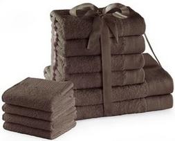 AmeliaHome Amari Towel Set Brown 10pcs