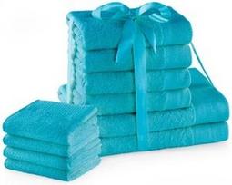 AmeliaHome Amari Towel Set Turquoise 10pcs