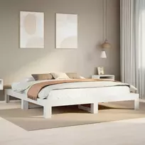 Lova VLX Solid Pine Wood 283159, balta, 213x185 cm, su grotelėmis