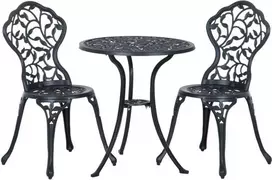 baldai - Lauko baldų komplektas Outsunny Bistro, juodas (Black), 2 asmenims - 1 nuotrauka