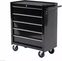 irankio rankena - HOMCOM Įrankių vežimėlis su 5 stalčiais Juodas (Black) - 1 nuotrauka