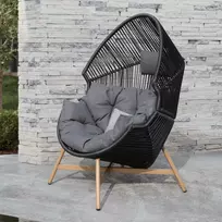 kede fotelis - Lauko krėslas Home4you HELSINKI, juodas (Black) - 1 nuotrauka