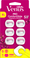 Gillette Venus Pro ComfortGlide Sugarberry keičiamos skustuvo galvutės, 6 vnt.