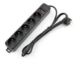 akai - Akyga AK-SP-05A Ilgiklis su viršįtampių apsauga 1.8 m Juodas (Black) 5 lizdai - 1 nuotrauka