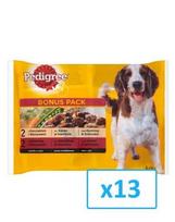 Pedigree ėdalas su vištiena, daržovėmis ir jautiena 4 X 0.1 kg X13